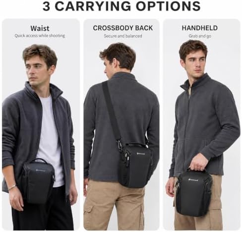 Besnfoto Camera Bag Small, Top-Load Holster Case for Mirrorless DSLR Compatible with Sony A7 IV, Canon R5 R6, Nikon Z6 Z7 with 24-70mm Lens, Compact Travel Shoulder Case with Belt Loop - Image 5