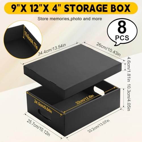AOBOPLE 8 Pack Photo Storage Box,9" x 12" x 4" Archival Storage Box with Lids,Protective Storage Box for Photo,Pictures,9x12 Documents, Keepsakes and Jewelry Home and Office Organizer - Image 2