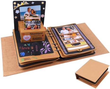 Handmade DIY Scrapbook Photo Album – 3D Interactive Memory Book Kit for Wedding, Anniversary, Family Photos, Travel, Birthday Gift - Brown by myMemory