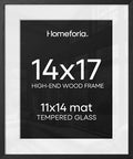 Homeforia 14x17 Black Oak Picture Frame, High-End Wood, 11x14 Mat, Glass by Homeforia