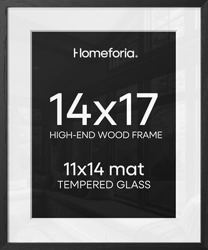 Homeforia 14x17 Black Oak Picture Frame, High-End Wood, 11x14 Mat, Glass by Homeforia