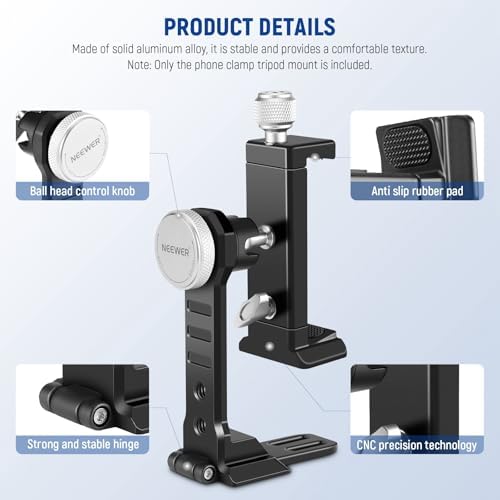 NEEWER Smartphone Tripod Mount Aluminum Alloy, 360° Rotatable Phone Stand - Image 7