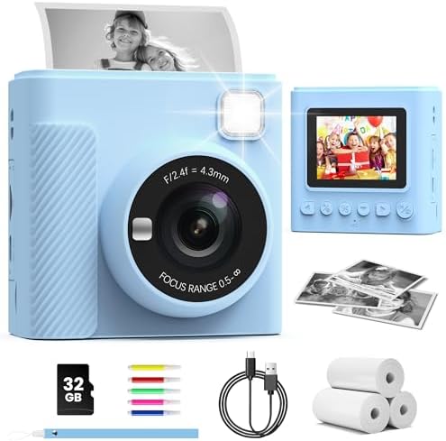 TIATUA Kids Instant Print Camera, 1080P HD Video Digital Toy, Blue by SpecializeinKidsCameraToys
