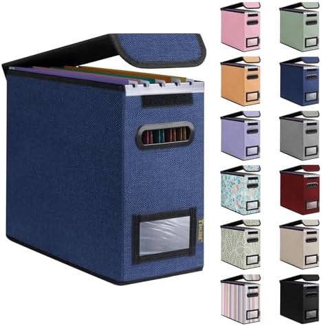 BALEINE File Organizer Box with Lid, Collapsible Hanging File Storage Box by BALEINE
