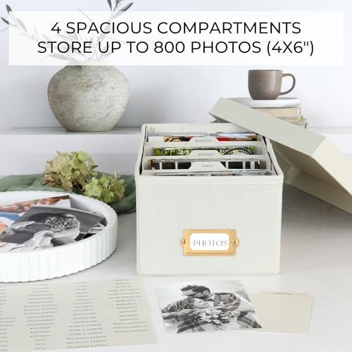 Decorative Photo Storage Box - Sturdy Linen Organizer Holds 850 4x6 Photos - Image 5