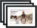 Americanflat 5x7 Magnetic Picture Frames for Refrigirator - Set of 3 - Acrylic Panels with Back Magnet - Use as 4x6 Frame with Mat or 5x7 Photo Without Mat - Magnetic Frames for Locker Decor - Black by Americanflat