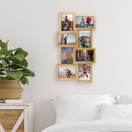 MELANNCO Collage Picture Frame for Wall, 24x12 Inch Gold Photo Collage Frame with 8 Openings for Four 6x4 and Four 4x6 Photos, Staggered Multi-Photo Display, Sawtooth Hangers Included - Image 6