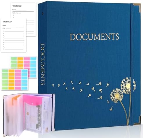 XKDOUS Important Document Organizer 3 Ring Linen Binders Folio File Folders by XKDOUS