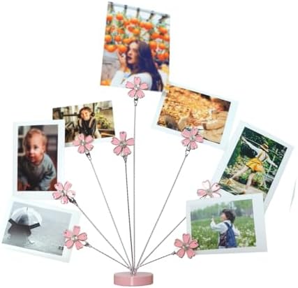 8-Branch Family Tree Picture Frame Holder, Card Photo Clips Holder Desk Stand for Memo Paper Note Photo Christmas Wedding Card Display (Cherry Blossoms) - Image 4