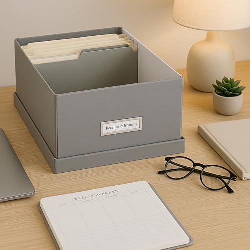 Bigso Box of Sweden Katrin Collapsible Storage Box with Labelframe for Easy Identification - Simple Assembly Without Tools - Decorative Storage Boxes with Lids - 13.5in x 17.6in x 7.2in - Gray - Image 7