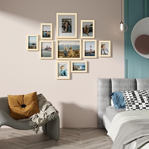 Vittanly 10 Pack Picture Frames Collage Wall Decor, Natural - Image 3