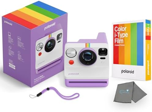 Polaroid Now 3rd Generation i-Type Instant Camera + 8 i-Type Color Film Bundle, Purple, Polaroid Camera Bundle with a Lumintrail Lens Cleaning Cloth by Polaroid