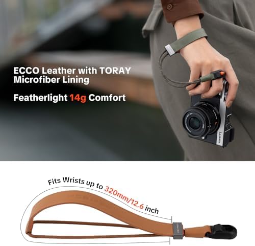 PGYTECH Camera Wrist Strap Slim Leather Vintage Style, Quick Release - Image 2