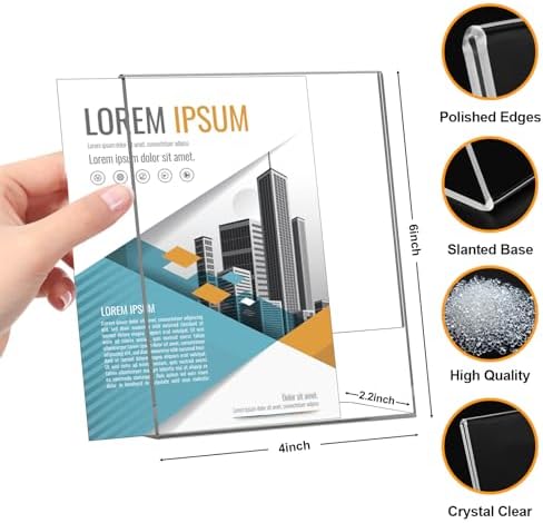 Acrylic Sign Holder 4x6, 22 Pack Clear Plastic Table Paper Display Stand, L-Shape Vertical Menu Holder Stand, Clear Picture Photo Flyer Display Stand for Restaurants, Store Show, Office Deskt - Image 3