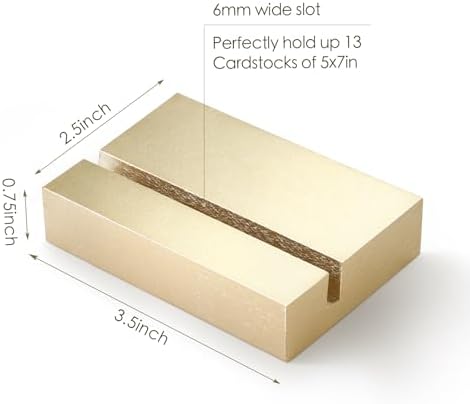 UNIQOOO 3.5" Gold Birch Wood Stand for Monthly Desk Calendar, Wooden Block Base, Cardstock Holder, For Office Home Retail Reception Decor, Photo Display, 10 Pack - Image 2