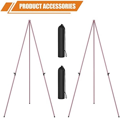 Easel Stand for Display, Aredy 63" Portable Painting Easel, Lightweight Metal Easels for Painting Canvas, Wedding Sign (2 Pack, Pink) - Image 7