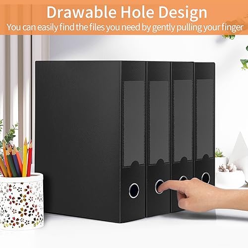 HUA JIE 2 Pack A4 Storage File Boxes Archives Case,65mm Spine-Black - Image 5