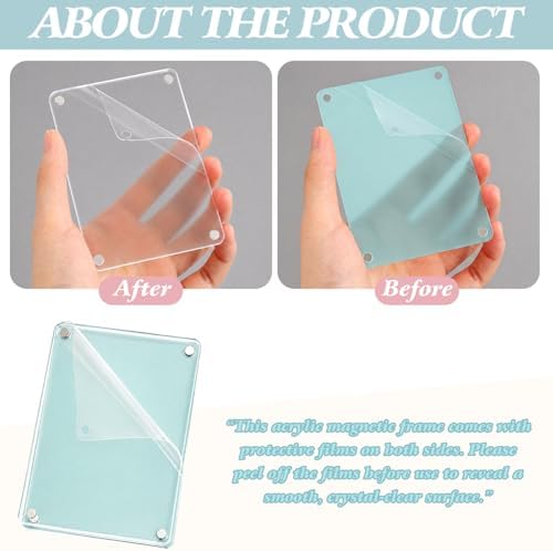 AceOrbit 12 Pack Pastel Magnetic Picture Frames Acrylic Fridge Magnetic Frame Back to School Locker Decor 2.9x4.1in Double Sided for Refrigerator Dorm Office Bulletin Board Instant Photos - Image 3