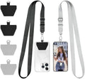 Doormoon Phone Strap Crossbody, Wrist Straps with Patch Cases Cell Phone Lanyards for Women Drop Protection Compatible with iPhone, Samsung, Google & Most Smartphones, 2 Pack, Black Grey by Doormoon