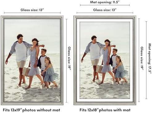 Americanflat 13x19 Vintage Picture Frame - Matted to 12x18 - Silver - Image 2