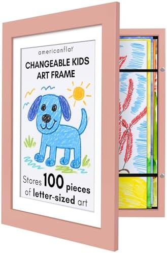 Americanflat 8.5x11 Changeable Kids Art Frame - Peachy Pink by Americanflat