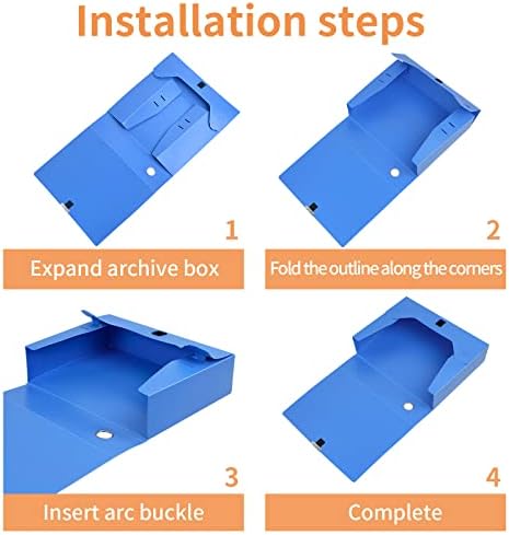 HUA JIE 4 Pack A4 Storage File Boxes Plastic Archives Cases with Lid,Blue - Image 5