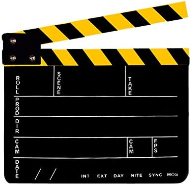 Professional Studio Camera Photography Video Acrylic Clapboard Dry Erase Director Film Movie Clapper Board Slate with Yellow/Black Sticks(9.6x11.7" /25x30cm), Black by Unknown