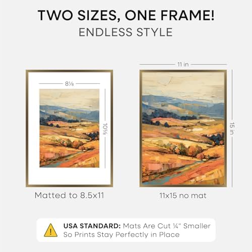 Homeforia 11x15 Bronze Picture Frame, High-End Metal, 8.5x11 Mat, Glass - Image 2