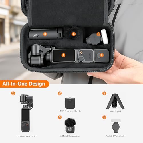 AMAZEAR Portable Carry Case for DJI OSMO Pocket 4 / Xtra Muse, Pocket4 Accessories Hard Shell Bag for Protection, Storage, Organizer, with Shoulder Strap, Black - Image 4