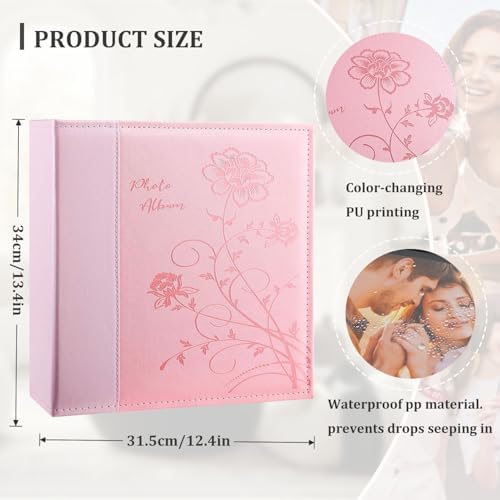 Artmag Photo Album 4x6 600 Photos, Extra Large Capacity Leather Cover Wedding Family Photo Albums Holds 600 Horizontal and Vertical 4x6 Photos with Black Pages(Pink) - Image 2