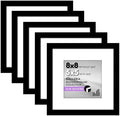 Americanflat 8x8 Picture Frame 5-Pack - Matted to 5x5 - Black by Americanflat