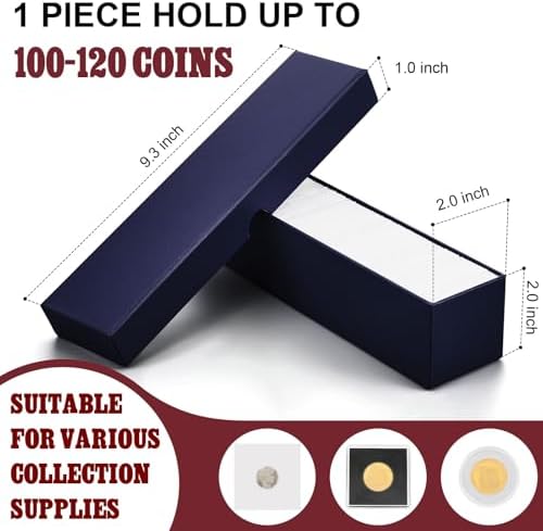Teling 8 Pcs 2x2 Coin Storage Collectors Box, 9 x 2 x 2 Inches, Blue - Image 2