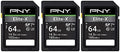 PNY 64GB Elite-X C10 U3 V30 SDXC Flash Memory Card 3-Pack, UHS-I, 4K UHD by PNY