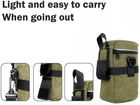 Camera Lens Case Lens Bag Compatible (4.13" x 7.28"(Canvas, Green)) - Image 6