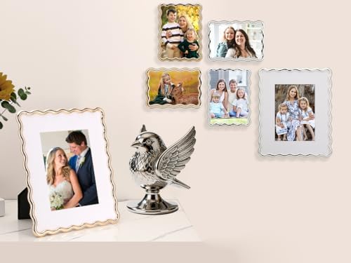 High-End Gold 4x4'' Round Zinc Alloy Picture Frames,Unique Wave Design,Heavy Weight Photo Frame with Premiunm Soft Velvet & Backing for Tabletop or Home Decor - Image 6