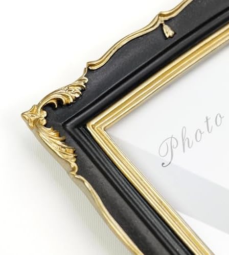 Cuspin 5x7 Picture Frame Black Gold Vintage Ornate Textured Resin Frame - Image 3