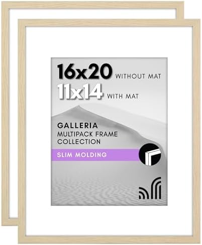 Americanflat 16x20 Poster Frame 2-Pack - Matted to 11x14 - Natural Oak by Americanflat