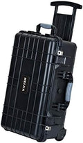 MEIJIA Rolling Waterproof Hard Protective Case, Hard Camera Case with Retractable Pull Handle and Wheels,Customizable Fit Foam Inserted, Black, 22.83 x 17.91 x 10.31 inches by MEIJIA