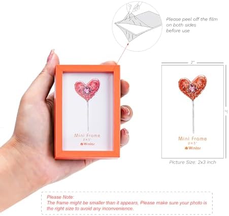 Small Picture Frame 2x3 6 Pack, Magnetic Photo Frames for Fridge and Tabletop Desk Decor, Cute Wallet Size Colored Picture Frames for School Locker, Family Baby Photo, Orange - Image 4