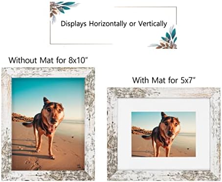 Califortree Rustic White 8x10 Picture Frame - Display Photos 5x7 with Mat or 8x10 Without Mat - HD Glass Inside, Horizontal and Vertical Display for Wall and Tabletop - Set of 2 - Image 3