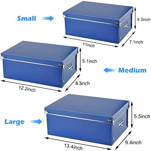 SEEKIND photo boxes storage, storage boxes with lids and Handles, 3 in 1 Set, Multiple Size(Small/Medium/Large) Plastic Box for Photos, Document, Cosmetic, Socks, Snacks, Etc(Blue) - Image 6