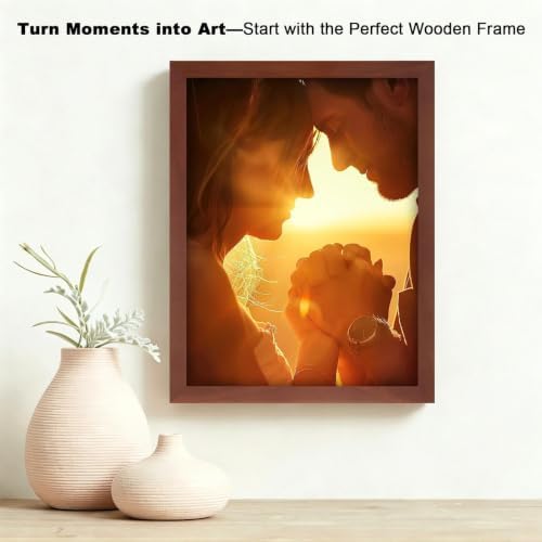 RPJC 9x12 Solid Wood Picture Frame Real Glass Cover Brown - Image 4
