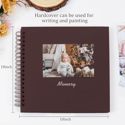 RECUTMS 10x10 Inch Scrapbook 60 Pages DIY Memory Album Kraft Paper Coffee - Image 2