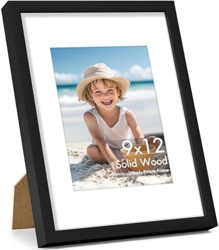 Vittanly 9x12 Picture Frame Made of Solid Wood for Wall & Tabletop, Black by Vittanly