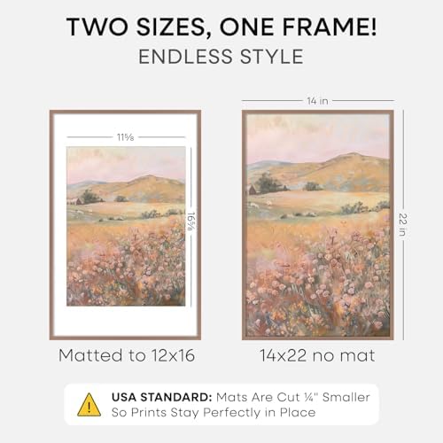 Homeforia 14x22 Mocha Picture Frame, High-End Metal, 12x16 Mat, Glass - Image 2