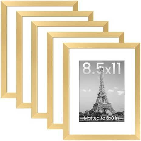 upsimples 8.5 by 11 Picture Frame, Gallery Wall Frames Set of 5, Gold by upsimples