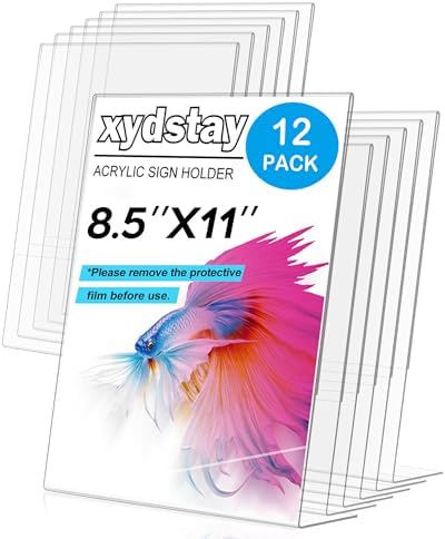 xydstay 12 pack 8.5x11 Acrylic Sign Holder, L Shape, Plastic Flyer Stand by xydled