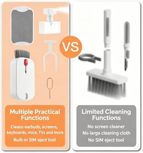 5 in 1 Phone Cleaner Kit, Portable Cleaning Kit Phone Charging Port Cleaner, Laptop Computer Earbud Headphone Cleaner Tool Set for iPhone Keyboard Screen Speaker Lens - Image 4