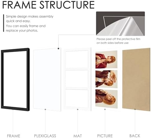 DUENPY 11.5x26.1 3 Opening Collage Frame For 3 8x10 Photos Black - Image 3
