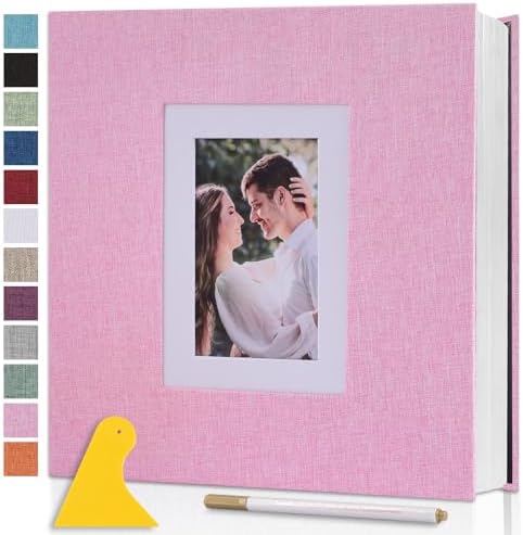 Photo Album Self Adhesive Pages Large 11x10.6 Pink 60 Pages by Semfalbuums